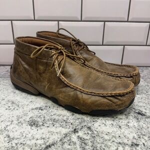 Twisted X Mens 13M Driving Mocs Distressed Brown Leather Chukka Shoes MDM0003